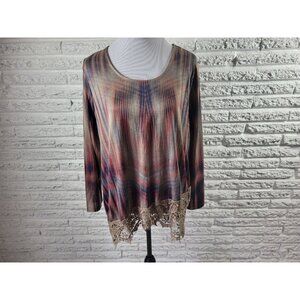 Live Let Live Womens Top Extra Large Tunic Lace Hem Asymmetric STR188XE
